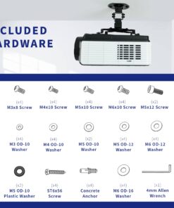 VIVO Universal Adjustable Ceiling Projector Mount for Regular and Mini Projectors, Projection Mount with Extending Arms, Black, MOUNT-VP01B 24 71IwvamenUL