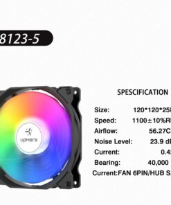 upHere RGB LED 120mm Case Fan,Quiet Edition High Airflow Adjustable Color LED Case Fan for PC Cases, CPU Coolers,Radiators System,5-Pack / C8123 42 71Iy9v5ebBL