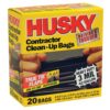 Husky HK42WC020B 42-Gallon Polyethylene Resin Contractor Clean-Up Bags, 20 Count, 2 ft 8.75in L x 3 ft 9.13 in W x 3 mil T, Black 25 71IyElcxFL