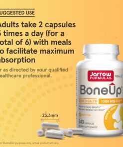 Jarrow Formulas BoneUp - 240 Capsules - 120 Servings - For Bone Support & Skeletal Nutrition - Includes Naturally Derived Vitamin D3, K2 (as MK-7) & 1000 mg Calcium - Gluten Free - Non-GMO Original 120 Servings (Pack of 1) 15 71IywqpNcCL
