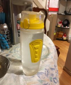 Hydracy Fruit Infuser Water Bottle - 32 oz Sports Bottle - Time Marker & Full Length Infusion Rod + 27 Fruit Infused Water Recipes eBook Gift - Your Healthy Hydration Made Easy Sunny Yellow 41 71IzYr5GdUL