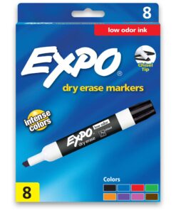 EXPO Low Odor Dry Erase Markers, Chisel Tip, Assorted Colors, 8 Pack 8 Count (Pack of 1)