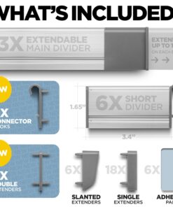 PRACTICAL COMFORT Kitchen Drawer Organizer for Silverware Utensils Flatware 9 Dividers Set | MEDIUM | 3 Dividers 17.5" to 19.7" + 6 Dividers 3.8" 27 71IzzAx6NVL