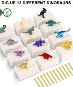 12 Pack: Dinosaur Excavation Kits for Kids, Dino Dig Kits, 3D Dig a Dinosaur Fossil and Figure Sets, Bulk Science Education Toys for Paleontology Archaeology STEM Learning Kids Activity Party Favors 29 71J Dc c8WS