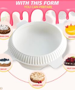 HYQO 3D Silicone Cake Molds for Baking - Silicone Baking Mold Round Cake Pans Brownie Pan with Lid Cake Mold - Mini Cheesecake Molds Non Stick Baking Pan Set Cake Mousse Circle Chocolate Molds Round 3D Silicone Cake Mold 13 71J GM5BmUL