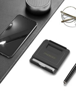 MoKo Phone/Tablet Stand, Foldable Tablet Holder Fits with iPhone 15/Pro/Plus/Pro Max, iPhone 12/12 pro Max/11/Xs Max, iPad Pro 11, iPad Air 4/Mini 6 2021, iPad 9th 10.2", Black Small Size 44 71J fBsLCkL