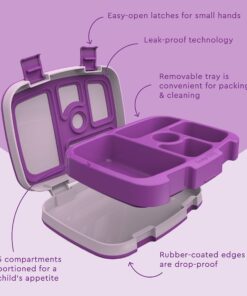 Alternative view of Bentgo® Kids Bento-Style 5-Compartment Lunch Box - Ideal Portion Sizes for Ages 3 to 7 - Leak-Proof, Drop-Proof, Dishwasher Safe, BPA-Free, & Made with Food-Safe Materials (Purple) Purple