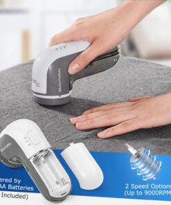 BEAUTURAL Fabric Shaver and Lint Remover, Sweater Defuzzer with 2-Speeds, 2 Replaceable Stainless Steel Blades, Battery Operated, Remove Clothes Fuzz, Lint Balls, Pills, Bobbles Gray Standard 36 71J16YXYjiL