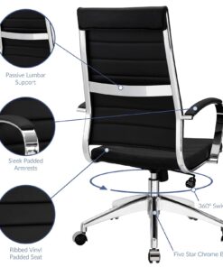 Modway Jive Ribbed High Back Tall Executive Swivel Office Chair With Arms In Black 25 71J2GJIj2bL