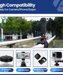 Tripod for iPhone, Fotopro Flexible Camera Tripod with Remote for iPhone 12 XS,Samsung, Waterproof and Anti-Crack Phone Tripod Stand for GoPro, Portable Travel Tripod for Live Streaming Vlogging Video Black and red 41 71J2m49bRiL