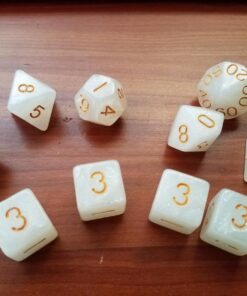 Elven White RPG D&D Dice Set: 7 + 3d6 = 10 polyhedral die plus bag! by Dave's Dice 19 71J2mqpraL