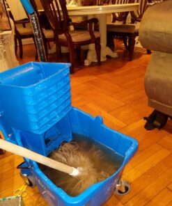 Carlisle FoodService Products Mop Bucket with Side-Press Wringer for Floor Cleaning, Restaurants, Offices, And Janitorial Use, Polyproylene, 26 Quarts, Blue 25 71J2tQk9MCL