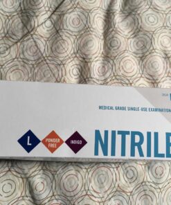 The Safety Zone GNEP-LG-1P Nitrile Exam Gloves - Medical Grade, Powder Free, Latex Rubber Free, Disposable, Non Sterile, Food Safe, Textured, Indigo Color, Convenient Dispenser Pack of 100, Size Large 27 71J3V2IellL