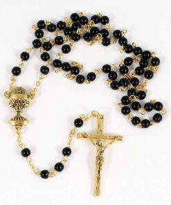 Giftware by Roman Inc., Sacraments, First Communion, 4PC BLACK/GOLD COMMUNION SET ,Religious, Inspirational, Durable (6x1x2) 10 71J4XB FiL