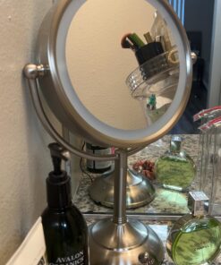 VESAUR Professional 8.5" Large Lighted Makeup Mirror Updated with 3 Color Lights, 1X/10X Magnifying Swivel Vanity Brightness Dimmable Cosmetic Mirror with 48 Premium LED Lights, Senior Pearl Nickel X-Large 36 71J4ycdtWL