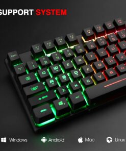Rii RK100+ Multiple Color Rainbow LED Backlit Large Size USB Wired Mechanical Feeling Multimedia PC Gaming Keyboard,Office Keyboard for Working or Primer Gaming,Office Device RK100+ Rainbow LED Backlit 25 71J5cMTprL