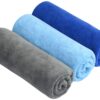 SINLAND Microfiber Gym Towels Sports Fitness Workout Sweat Towel Super Soft and Absorbent 3 Pack 16 Inch X 32 Inch Light Blue+blue+grey 2 71J5hhVSGfL