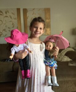 Dress Along Dolly 6pc Rainy Day 18" Doll Outfit- American Clothes & Accessories Set Includes Raincoat, Umbrella, Boots, Hat, Pants & Shirt- Perfect Holiday Girl Gift Set for Less 42 71J6zNb2HL