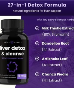 Liver Cleanse Detox & Repair Formula | 20+ Herbs: Milk Thistle Extract with Silymarin, Artichoke, Dandelion, Chicory Root Powder & More! | Premium Liver Support Pills Supplement, 60 Capsules 18 71J7CS L8hL