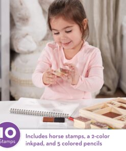 Melissa & Doug Wooden Stamp Activity Set: Horse Stable - 10 Stamps, 5 Colored Pencils, 2-Color Stamp Pad - Horse Stamps With Washable Ink, Horse Gifts For Girls And Boys Ages 4+ 11 71J8jfWXikL