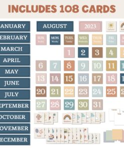 Godery Boho Calendar Pocket Chart for Classroom Cards Add-On School Supplies Teacher Decorations Bulletin Board Pre-K to 6th Grade, Black-1 Boho Black-1 18 71J8lPWSt0L