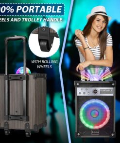 Ankuka Karaoke Machine, Portable Bluetooth Speaker with Disco Lights,Subwoofer PA System with 2 Wireless Microphones for Christmas,Birthday Party 31 71J9UY2CV3L