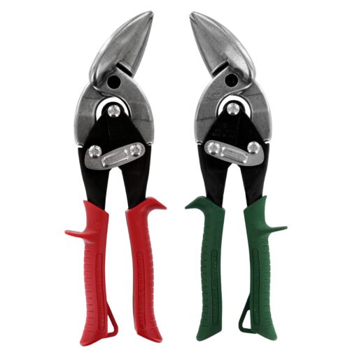 MIDWEST Aviation Snip Set - Left and Right Cut Offset Tin Cutting Shears with Forged Blade & KUSH'N-POWER Comfort Grips - MWT-6510C Left/Right Combo