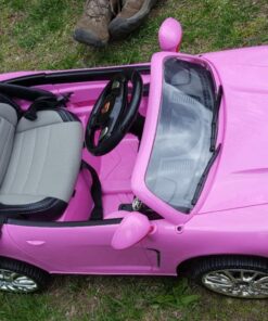 Moderno Kids Kiddie Roadster 12V Power Children Ride-On Car with R/C Parental Remote + Leather Seat 5 Point Seat Belt + LED Wheels + MP3 USB Music Player + Baby Tray Table + Rubber Floor Mats (Pink) Pink 53 71JAOBoDrkL