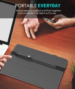 MoKo Pencil Case Fit Apple Pencil (USB-C), Apple Pencil 1st/2nd Generation, Elastic Band Detachable Stylus Pens Pocket Protective Pouch for 9.7"-12.9" Tablet, Space Gray 48 71JBmNW3UqL