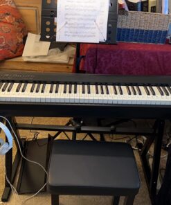 Knox Gear Heavy Duty Z-Style Keyboard Stand - Sturdy Height & Width Adjustable Keyboard Stand - Professional Digital Keyboard Piano Stand or Synth Stand - Piano Keyboard Stand 88 Key or Smaller 32 71JCxEuioRL