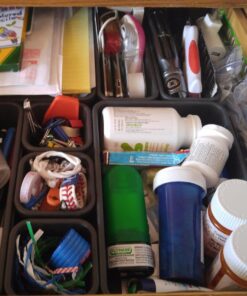 Madesmart 8-Piece Interlocking Bin Pack for Drawer Organization, Plastic Interlocking Junk Drawer Organizer Tray, Granite 52 71JD8KnUfjL