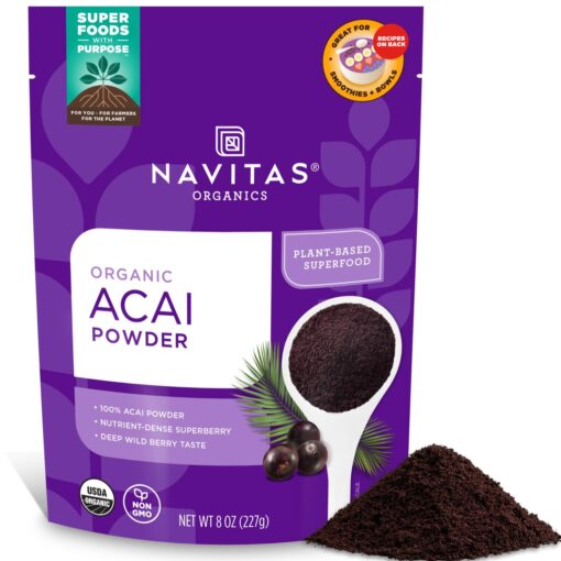 Navitas Organics Acai Powder, 8 oz Bag, 76 Servings — Organic, Non-GMO, Freeze-Dried, Gluten-Free 8 Ounce (Pack of 1)