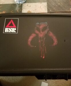 Alternative view of Bargain Max Decals Mandalorian Inspired Skull Dark Red Metal Window Laptop Car Sticker 6"