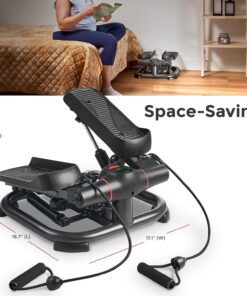 Sunny Health & Fitness 2-in-1 Premium Power Stepper with Resistance Bands, Low-Impact Cardio, Space-Saving, Height-Adjustable, 330 LB Max and SunnyFit® App Enhanced Bluetooth Connectivity Heavy Duty 12 71JFTFNFUWL