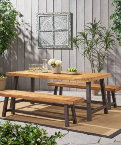 Alternative view of Great Deal Furniture Bowman | Wood Outdoor Picnic Table Set | Perfect for Dining