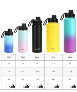 Drinco Stainless Steel Water Bottle Spout Lid Vacuum Insulated Double Wall Water Bottle Wide Mouth (40oz 32oz 22oz 18oz 14oz) Leak Proof Keep Cold Sport Camping Hiking (22 oz, 22oz Black) 22 oz 20 71JGOvri6SL