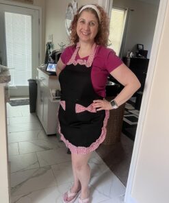 Hyzrz Women's Apron with Pockets, Black and Red Multicolor 25 71JGx2K5vLL