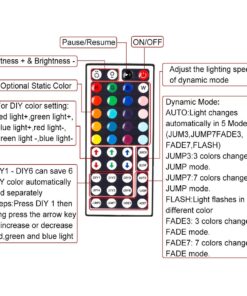 BZONE 2-Port 44 Keys Wireless IR Remote Controller for SMD 5050 3528 RGB LED Strip Lights, Dual 4-pin Output Remote Controller Dimmer for 2pcs RGB LED Strips DC12-24V 2-port Rgb Controller 16 71JHkI25aL