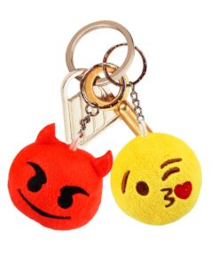Alternative view of Dreampark Emoticon Keychains, Mini Emoticon Plush Party Favors for Valentine' s Day Gifts Birthday Party Supplies, Carnival Prizes for Kids Treasure Box Bulk Toy Assortment 2" Set of 30 30PCS