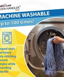 Alternative view of KLEEN HANDLER Pack of 3 HEAVY DUTY Commercial Mop Head Replacement, Wet Industrial Cotton Looped End String Cleaning Mop Head Refill, Blue Mop 3 Count (Pack of 1)