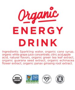 GURU Original Clean Energy Drink, Organic Energy Drinks, 142 mg Natural Caffeine with Green Tea, Pre Workout, Sucralose Free, Vegan, Plant Based, For Performance & Focus, Apple & Grape, 12 oz Cans (Pack of 24) 12 Fl Oz (Pack of 24) 20 71JIEmWwpOL