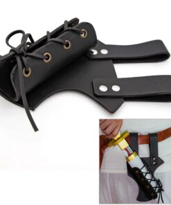 Armory Replicas - Genuine Bovine Leather Hawk Wood Sword Frog - Medieval Inspired Adjustable LARP Sabre Rapier Sword Weapon Frog Holster Holder Accessory Black Right 14 71JIsAReTQL