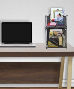 Sorbus® Cabinet Organizer Drawers— Mesh Storage Organizer with Pull Out Drawers—Ideal for Countertop, Cabinet, Pantry, Under the Sink, Desktop and More (Black 1 Drawer) Black 18 71JKEbp NoL