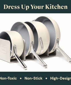 Alternative view of Caraway Nonstick Ceramic Cookware Set (12 Piece) Pots, Pans, 3 Lids and Kitchen Storage - Non Toxic, PTFE & PFOA Free - Oven Safe & Compatible with All Stovetops (Gas, Electric & Induction) - Cream