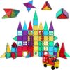 Shapemags Magnetic Tiles for Kids 100 Piece Set - Educational 3D Magnetic Building Blocks for Toddlers - Construction Magnet Toys Kit with Car Base and Stabilizer Plate 100pcs