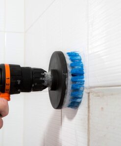 RevoClean 4 Piece Scrub Brush Power Drill Attachments-All Purpose Time Saving Kit-Perfect for Cleaning Grout, Tile, Counter, Shower, Grill, Floor, Kitchen, Blue & White 25 71JMwmUMCL