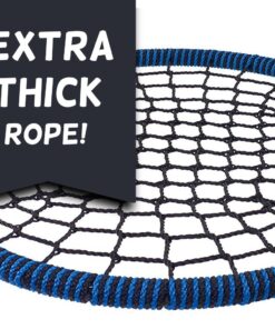 Royal Oak Giant 40" Spider Web Tree Swing, 600 lb Weight Capacity, Durable Steel Frame, Waterproof, Adjustable Ropes, Bonus Flag Set and 2 Carabiners, Non-Stop Fun for Kids (Blue) Blue 25 71JMyRJk3bL