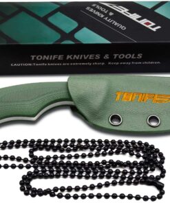 TONIFE Fixed Blade Neck Knife Full Tang 4-5/8 Inch Overall with Kydex Sheath and Ball Chain (Army Green) Army Green 12 71JNCgHF bL