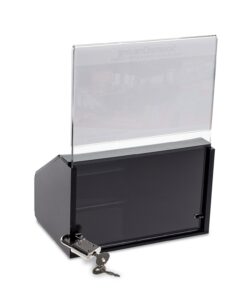 Acrylic Heavy Duty Donation/Ballot Box with Lock and Sign Holder Black 1 Pack 7 71JNqvzX83L