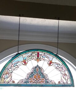 Design Toscano Lady Astor Demi-Lune Stained Glass Window Hanging Panel, 32 Inch, Amethyst Moon, 0.50" x 33.50" 21 71JO CHSLtL